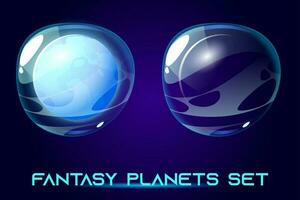 Fantasy space planets set for ui galaxy game. vector