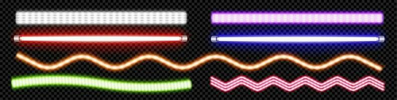 Led neon tube lamp vector glow line party stripe