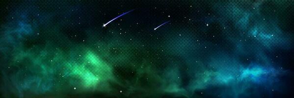 Green nebula galaxy background abstract sky light vector