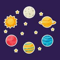 space planets galaxy stars sticker elements Vector