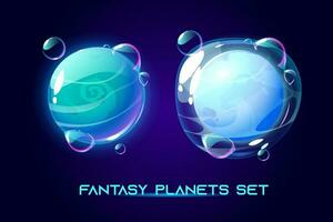 Fantastic space planets for ui galaxy game vector