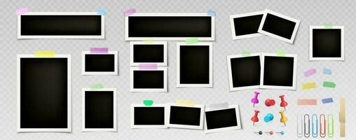 vector foto marco collage con empujar alfiler y cinta