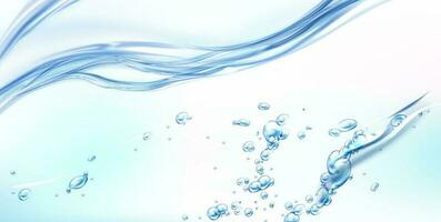 Fresh clean water wave with bubbles and drops vector