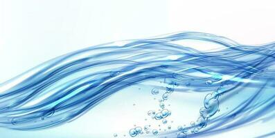 Fresh clean water wave with bubbles and drops vector