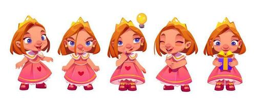 Cute princess character with expression, emotions vector