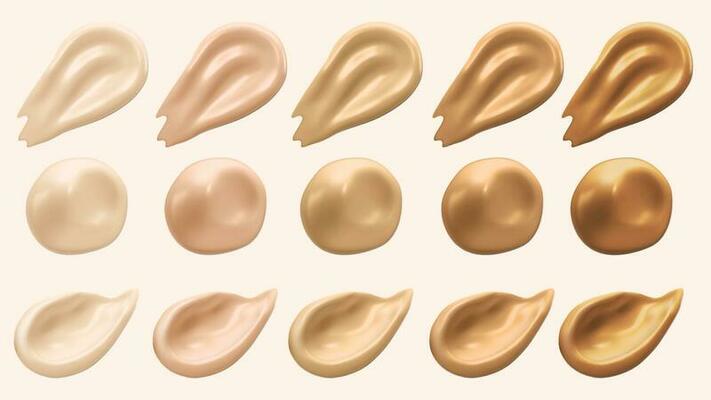 Smears of foundation, brush strokes set of tone.
