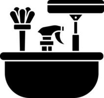 Cleaning Tools Icon In Black and White vector