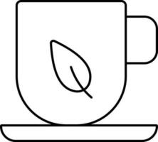 ilustración de taza con plato icono en negro y blanco vector