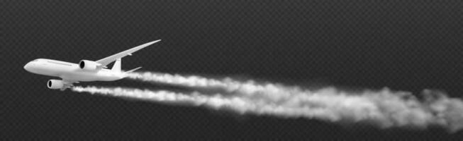 Realistic 3D plane flying with condensation trail vector