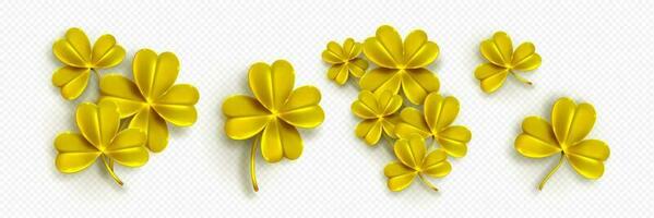 Gold clover with four leaves. Irish symbol of luck vector