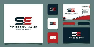 SE Energy Modern Logo Design Template with business card template premium vector