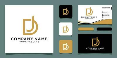 DJ or JD Letter Initial Logo Design Template with business card design Premium Vector