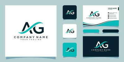 Initial AG logo design with business card design Premium Vector