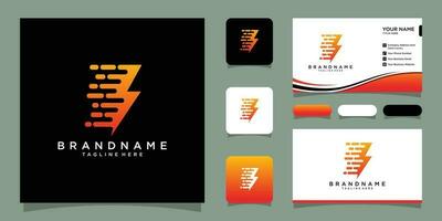 Creative Thunder Concept Logo Design Template with business card design Premium Vector