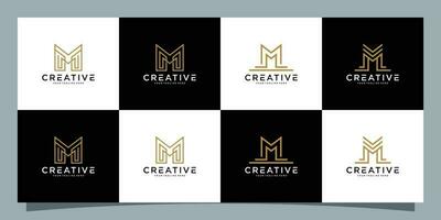 Set bundle of monogram logo design initial letter m Premium Vector