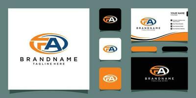 Initial FA logo monogram design template with business card design Premium Vector