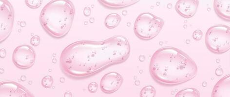 Realistic pink gel texture with serum bubbles vector