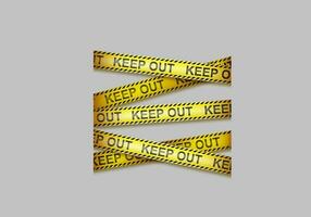 Caution tape, crossing warning ribbons vector