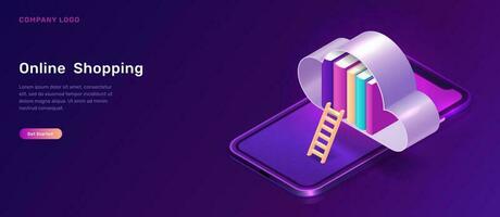 Online library or education isometric concept vector