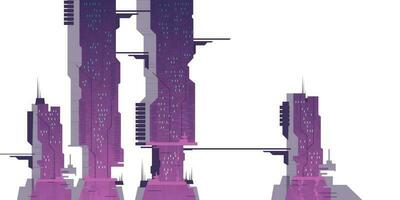 Future city skyscrapers, cyberpunk constructions vector