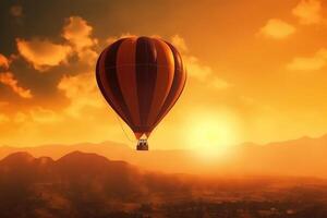 vistoso caliente aire globos en vuelo, ai generado foto