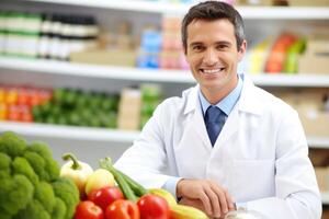 male nutritionist at her workplace, photo