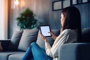 Home advisor, voice recognition, artificial intelligence device and internet. photo