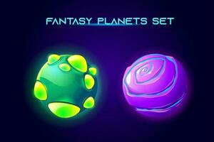 Fantastic space planets for ui galaxy game vector