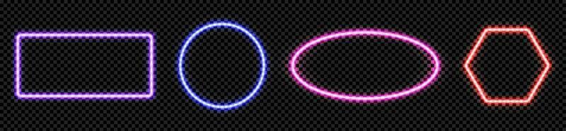 Neon light frame with glow square border vector