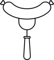 Isolated Sausage With Fork Spoon Icon In Black and White vector