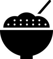 Black and White illustration of japanese rice dish flat icon. vector