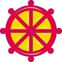 Isolated Dharmachakra Dharma Wheel symbol Or Icon In Flat Style. vector