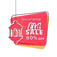 Text Eid Sale for 60percentage special offer, poster or template design. vector