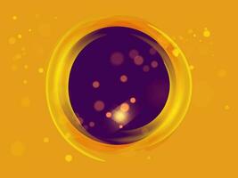 Shiny bokeh effect circular purple frame on yellow background. vector