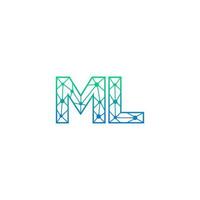 Abstract letter ML logo design with line dot connection for technology and digital business company. vector