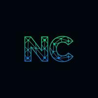 Abstract letter NC logo design with line dot connection for technology and digital business company. vector