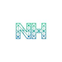 Abstract letter NH logo design with line dot connection for technology and digital business company. vector