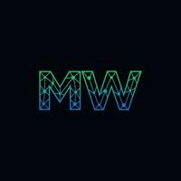 Abstract letter MW logo design with line dot connection for technology and digital business company. vector