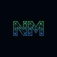 Abstract letter NM logo design with line dot connection for technology and digital business company. vector