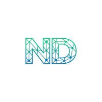 Abstract letter ND  logo design with line dot connection for technology and digital business company. vector