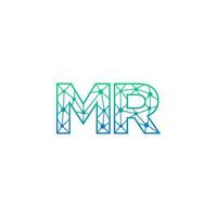 Abstract letter MR logo design with line dot connection for technology and digital business company. vector