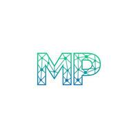 Abstract letter MP logo design with line dot connection for technology and digital business company. vector