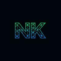 Abstract letter NK logo design with line dot connection for technology and digital business company. vector