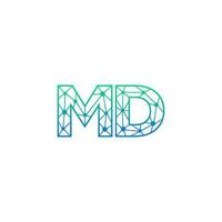 Abstract letter MD logo design with line dot connection for technology and digital business company. vector