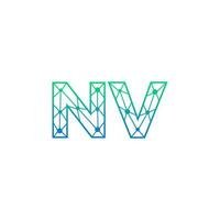 Abstract letter NV logo design with line dot connection for technology and digital business company. vector