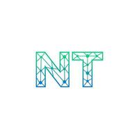 Abstract letter NT logo design with line dot connection for technology and digital business company. vector