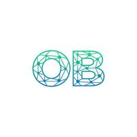 Abstract letter OB logo design with line dot connection for technology and digital business company. vector