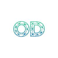 Abstract letter OD logo design with line dot connection for technology and digital business company. vector