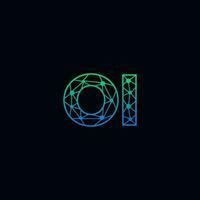 Abstract letter OI logo design with line dot connection for technology and digital business company. vector