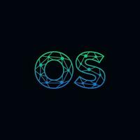 Abstract letter OS logo design with line dot connection for technology and digital business company. vector